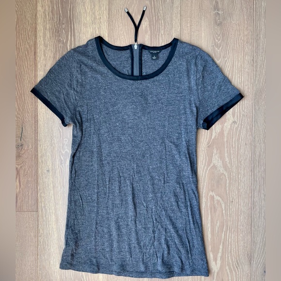 Ann Taylor | gray modal t-shirt with black trim and zipper back - Picture 9 of 9